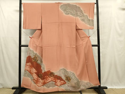 平和屋着物■訪問着　絞り　吉祥草花文　暈し染め　金彩　正絹　逸品　DABF0596ya
