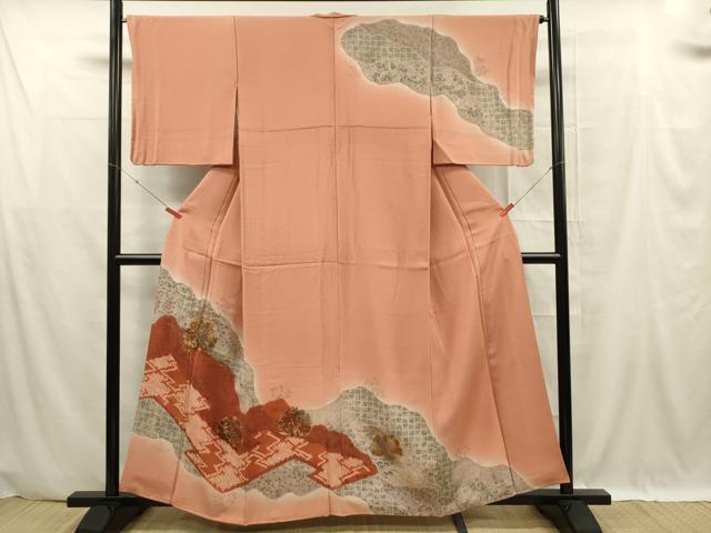 平和屋着物■訪問着　絞り　吉祥草花文　暈し染め　金彩　正絹　逸品　DABF0596ya