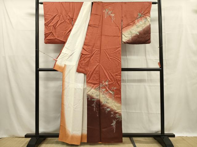 平和屋着物■訪問着　枝垂れ藤　暈し染め　金彩　正絹　逸品　DABF0597ya