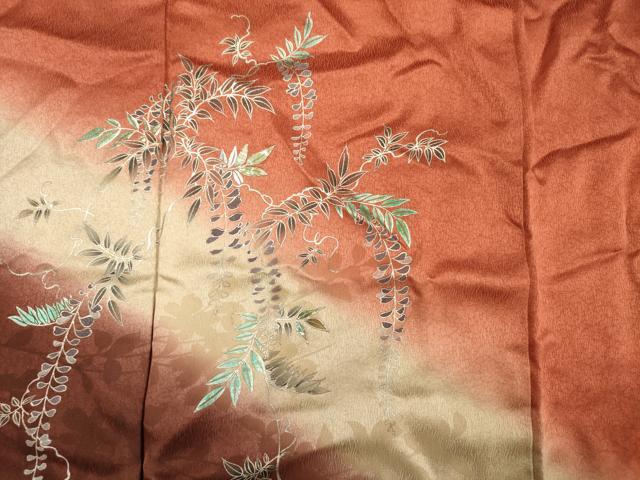 平和屋着物■訪問着　枝垂れ藤　暈し染め　金彩　正絹　逸品　DABF0597ya