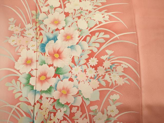 平和屋着物■訪問着　刺繍　草花文　正絹　逸品　DABF0599ya