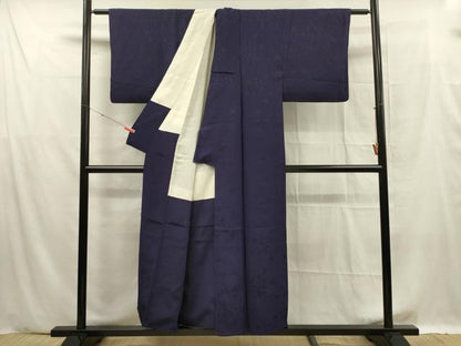 平和屋着物■上質な色無地　枝花地紋　深紫色　正絹　逸品　DABF0601ya