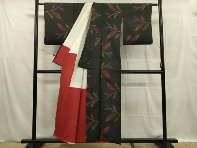 平和屋着物■本場大島紬　7マルキ　枝葉文　正絹　逸品　DABF0602ya