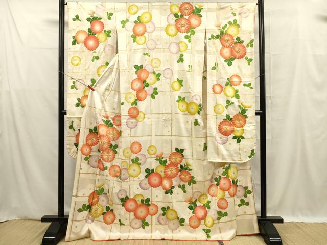 平和屋着物■豪華振袖　駒刺繍　枝菊文　金彩　正絹　逸品　DABF0603ya