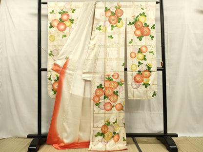 平和屋着物■豪華振袖　駒刺繍　枝菊文　金彩　正絹　逸品　DABF0603ya