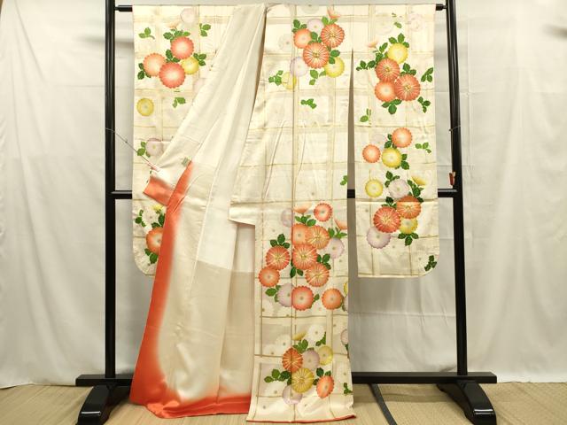 平和屋着物■豪華振袖　駒刺繍　枝菊文　金彩　正絹　逸品　DABF0603ya
