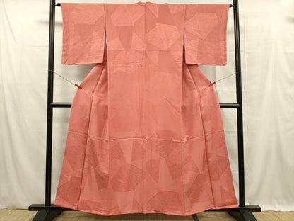 平和屋着物■上質な色無地　舞葉地紋　真朱色　正絹　逸品　DABF0604ya