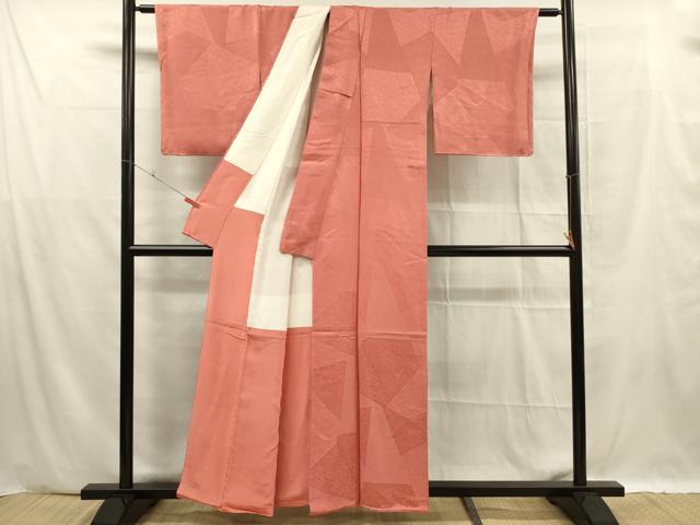 平和屋着物■上質な色無地　舞葉地紋　真朱色　正絹　逸品　DABF0604ya