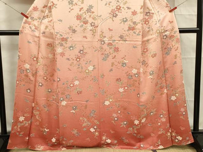 平和屋着物■訪問着　草花文　暈し染め　正絹　逸品　DABF0605ya