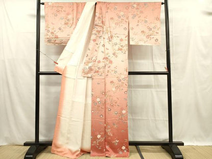 平和屋着物■訪問着　草花文　暈し染め　正絹　逸品　DABF0605ya