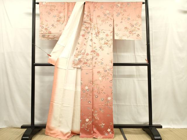 平和屋着物■訪問着　草花文　暈し染め　正絹　逸品　DABF0605ya