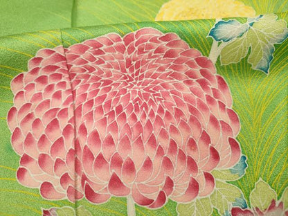 平和屋着物■訪問着　枝菊文　暈し染め　正絹　逸品　DABF0606ya