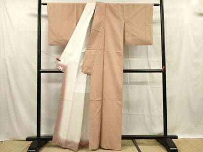 平和屋着物■上質な紬　色無地　洗柿色　やまと誂製　正絹　逸品　DABF0609ya