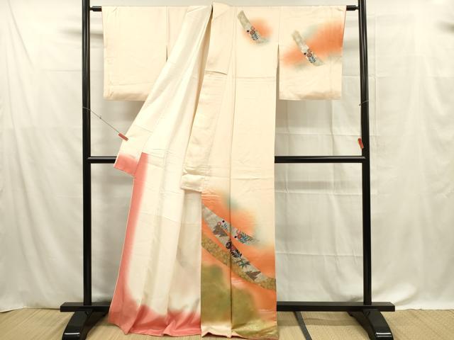 平和屋着物■訪問着 熨斗吉祥文 金銀彩 正絹 逸品 DABF0611ya