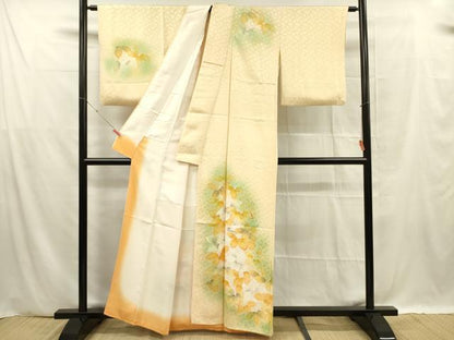 平和屋着物■訪問着　刺繍　草花文　暈し染め　金彩　正絹　逸品　DABF0613ya