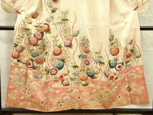 平和屋着物■訪問着　刺繍　草花文　金彩　正絹　逸品　DABF0614ya