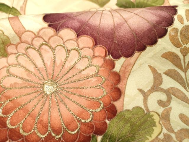平和屋着物■訪問着　刺繍　草花文　金彩　正絹　逸品　DABF0614ya