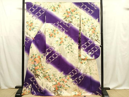 平和屋着物■豪華振袖 草花文 暈し染め 金彩 正絹 逸品 DABF0624ya