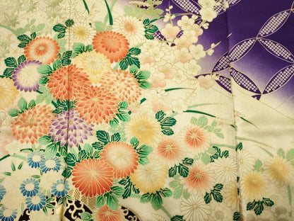 平和屋着物■豪華振袖 草花文 暈し染め 金彩 正絹 逸品 DABF0624ya
