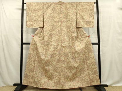 平和屋着物■上質な紬 亀甲花文 正絹 逸品 未使用 DABF0631ya