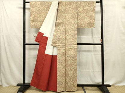 平和屋着物■上質な紬 亀甲花文 正絹 逸品 未使用 DABF0631ya