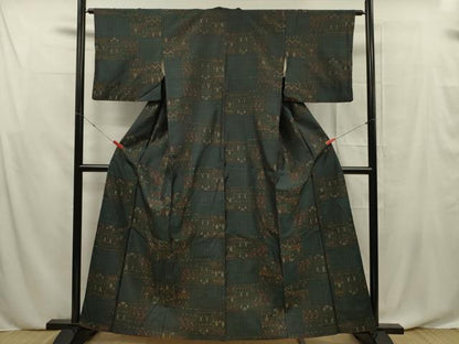 平和屋着物■本場大島紬 色紙吉祥文 正絹 逸品 DABF0635ya