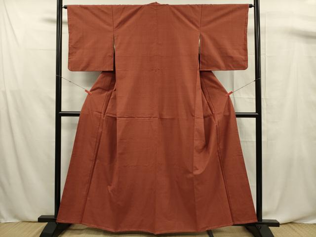 平和屋着物■上質な紬 色無地 樺色 正絹 逸品 未使用 DABF0659ya