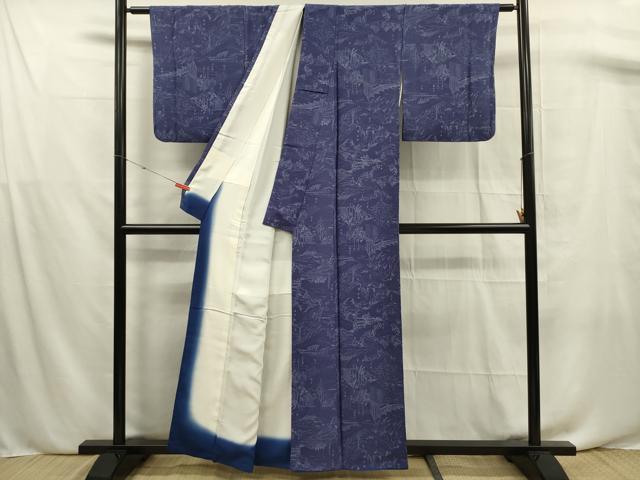 平和屋着物■上質な小紋 人物風景文 正絹 逸品 DABF0662ya