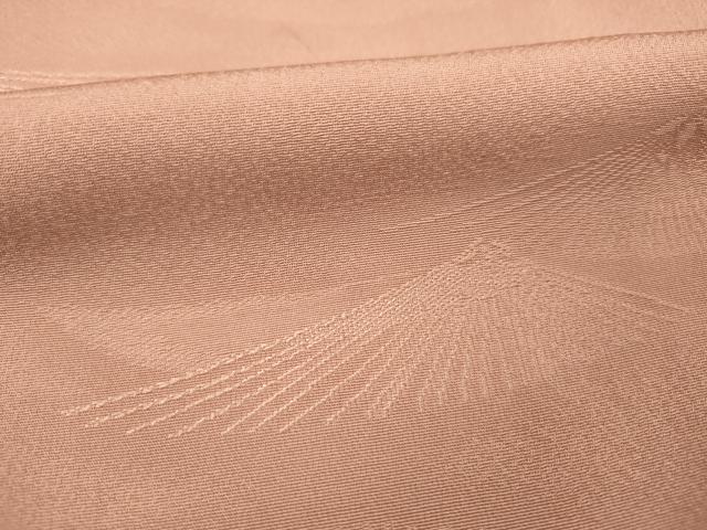 平和屋着物■上質な色無地 松葉地紋 水柿色 正絹 逸品 DABF0667ya