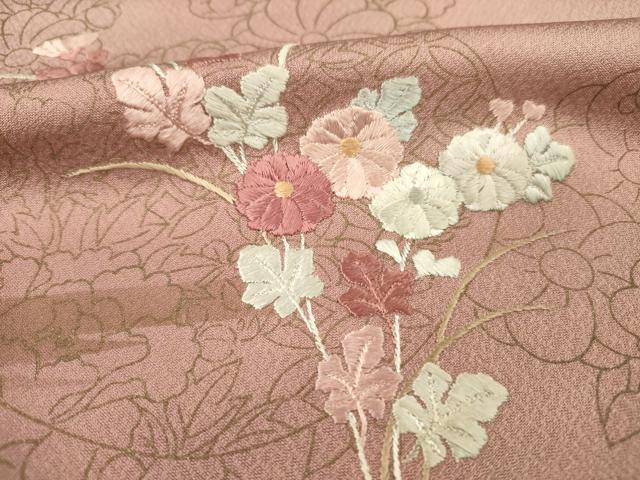 平和屋着物■訪問着 刺繍 草花文 金彩 正絹 逸品 DABF0668ya