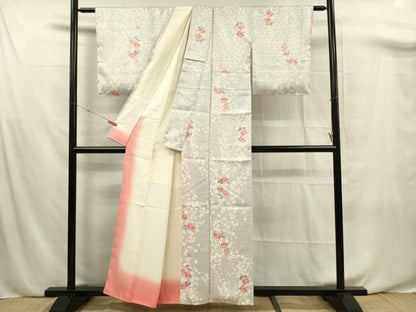 平和屋着物■上質な小紋 草花文 正絹 逸品 DABF0675ya