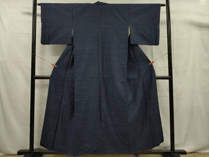 平和屋着物■上質な紬　色無地　留紺色　正絹　逸品　DABF0676ya