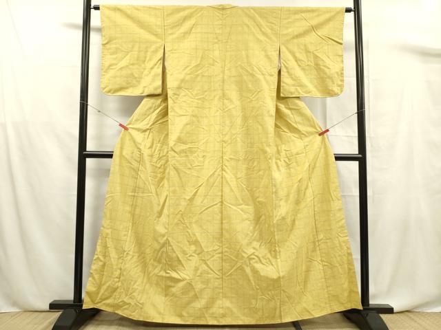 平和屋着物■上質な紬 格子柄 正絹 逸品 未使用 DABF0677ya