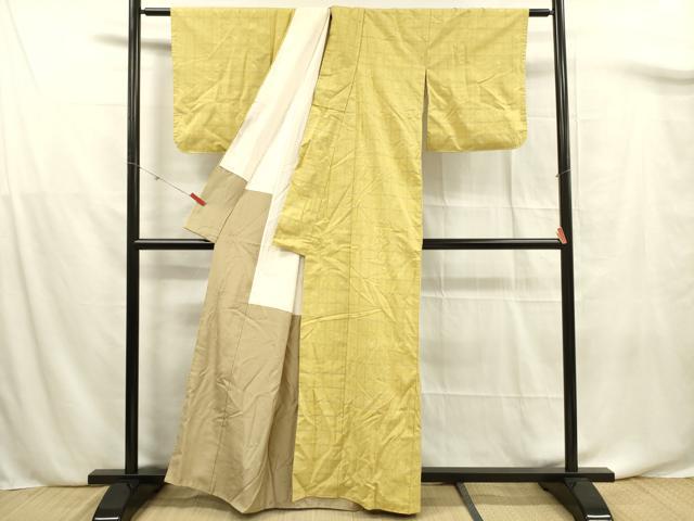 平和屋着物■上質な紬 格子柄 正絹 逸品 未使用 DABF0677ya