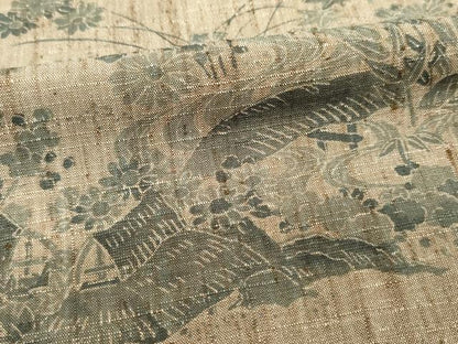 平和屋着物■上質な小紋　紬地　風景文　胴抜き仕立て　正絹　逸品　DABF0678ya
