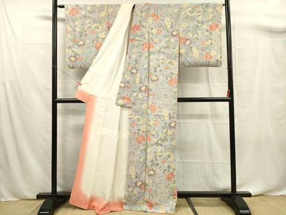 平和屋着物■上質な小紋 花唐草文 正絹 逸品 DABF0680ya