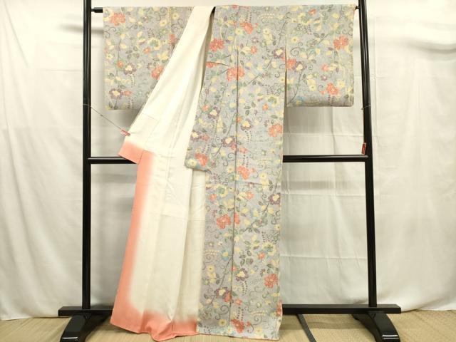 平和屋着物■上質な小紋 花唐草文 正絹 逸品 DABF0680ya