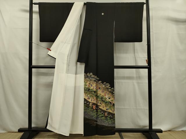 平和屋着物■豪華黒留袖　大名行列　金彩　正絹　逸品　DABF0698ya