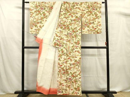 平和屋着物■上質な小紋　草花文　金彩　正絹　逸品　DABF0699ya