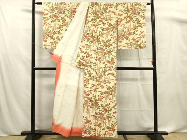 平和屋着物■上質な小紋　草花文　金彩　正絹　逸品　DABF0699ya