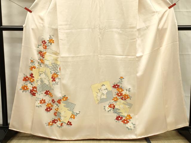 平和屋着物■訪問着　刺繍　色紙草花文　金彩　正絹　逸品　DABF0702ya