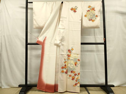 平和屋着物■訪問着　刺繍　色紙草花文　金彩　正絹　逸品　DABF0702ya