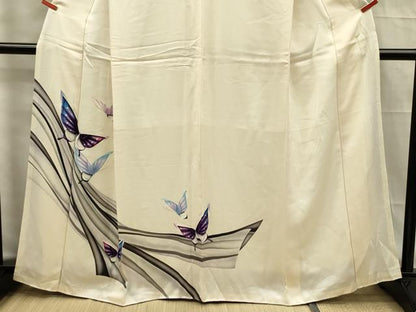 平和屋着物■訪問着　手描き　舞蝶文　正絹　逸品　DABF0704ya