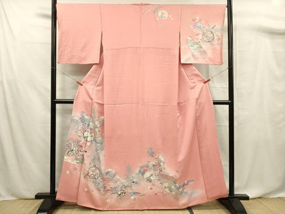 平和屋着物■訪問着　吉祥花文　暈し染め　銀彩　正絹　逸品　DABF0705ya
