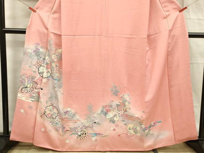 平和屋着物■訪問着　吉祥花文　暈し染め　銀彩　正絹　逸品　DABF0705ya