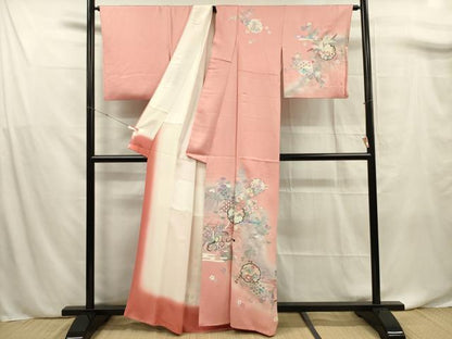 平和屋着物■訪問着　吉祥花文　暈し染め　銀彩　正絹　逸品　DABF0705ya