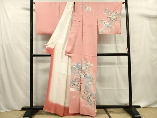 平和屋着物■訪問着　吉祥花文　暈し染め　銀彩　正絹　逸品　DABF0705ya