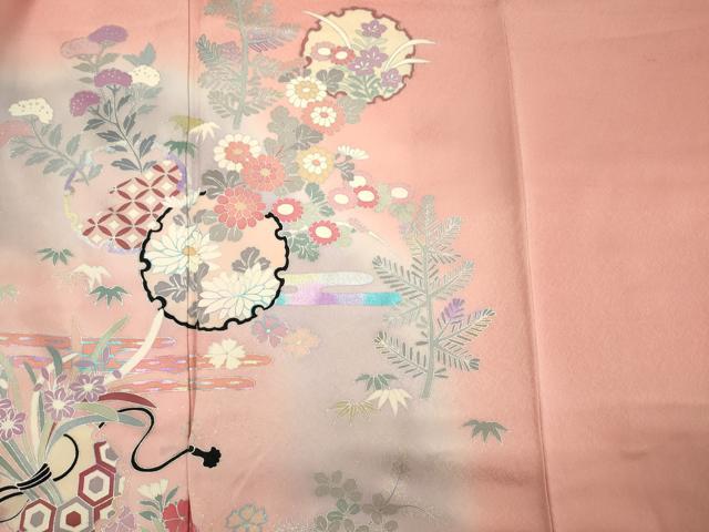 平和屋着物■訪問着　吉祥花文　暈し染め　銀彩　正絹　逸品　DABF0705ya