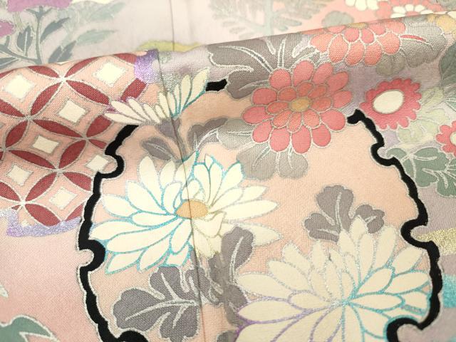 平和屋着物■訪問着　吉祥花文　暈し染め　銀彩　正絹　逸品　DABF0705ya