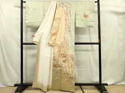 平和屋着物■訪問着　扇面花文　暈し染め　金彩　正絹　逸品　DABF0707ya